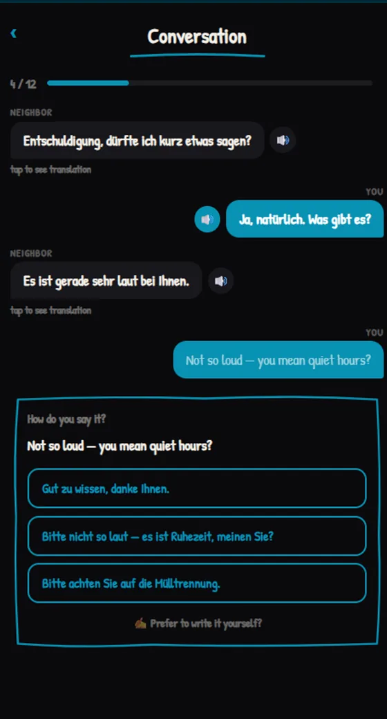OMNO guided conversation practice